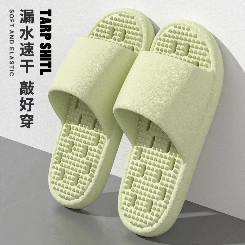 Bathroom bath anti-slip slippers, all-season indoor home leakage quick-drying thick-soled massage breathable cooling slippers