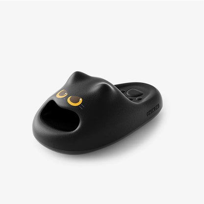 New creative black cat slippers for women summer soft cloud mules clogs woman strap sandal shoes cute kitty mary jane EVA sliper