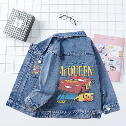 Lightning McQueen Denim Jacket for Kids 2026 Spring Autumn Baby Boys Girls Cartoon Single Breasted Jean Coats Children Clothing