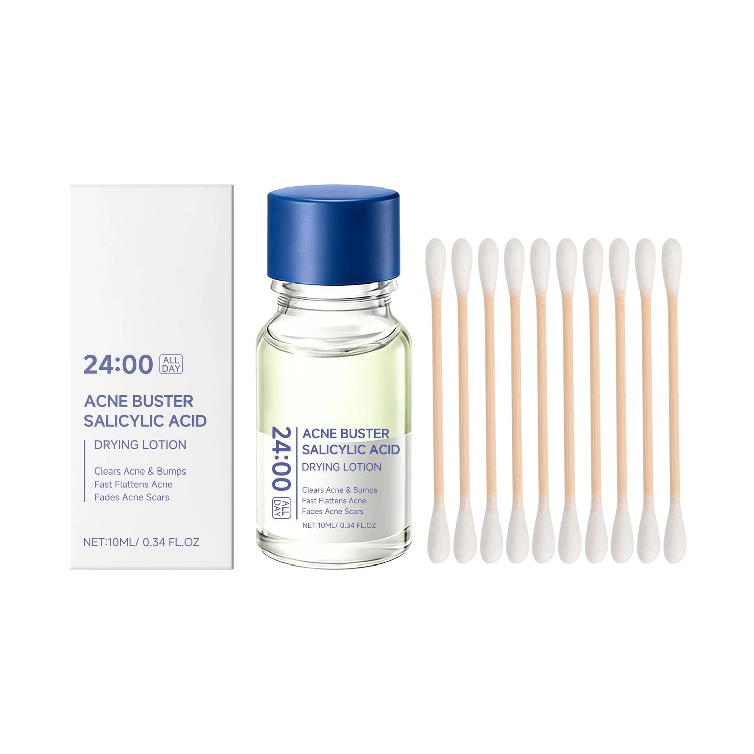 Salicylic Acid Drying Lotion Face Serum with Cotton Swab– Reduce Pimples &amp; Breakouts Fade Acne Scars Minimize Pores Skin Renewal