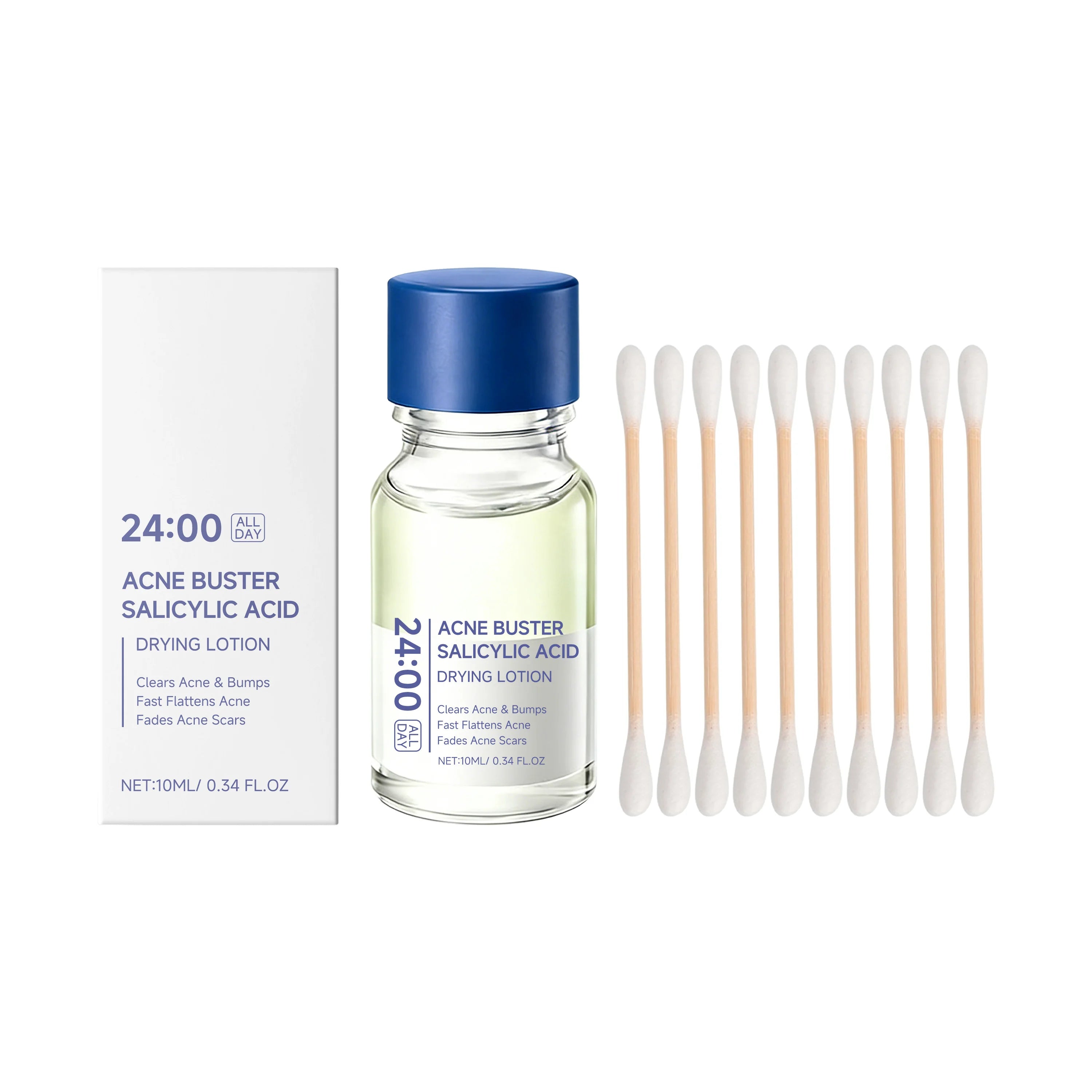 Salicylic Acid Drying Lotion Face Serum with Cotton Swab– Reduce Pimples &amp; Breakouts Fade Acne Scars Minimize Pores Skin Renewal