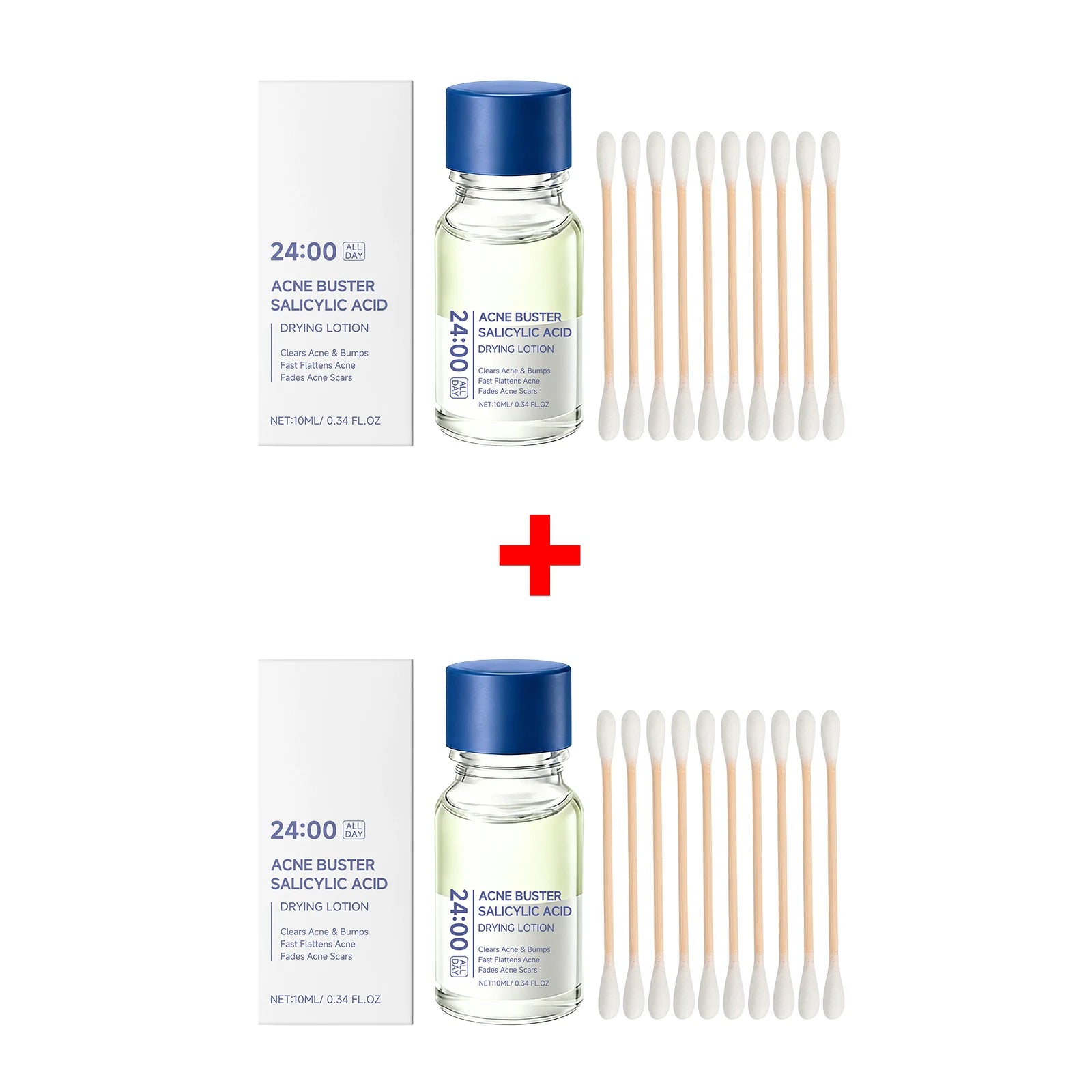 Salicylic Acid Drying Lotion Face Serum with Cotton Swab– Reduce Pimples &amp; Breakouts Fade Acne Scars Minimize Pores Skin Renewal