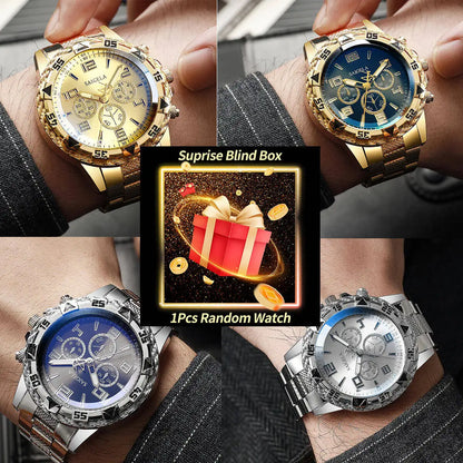 1PC Surprise Mystery Watch Blind Box-Men Business Watches Fashion Arabic Dial Steel Band Male&