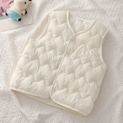 New Children Warm Cotton Vest Fashion Solid Boys Girls Baby Toddler Autumn Winter Waistcoats Casual Versatile Kids Clothing Tops