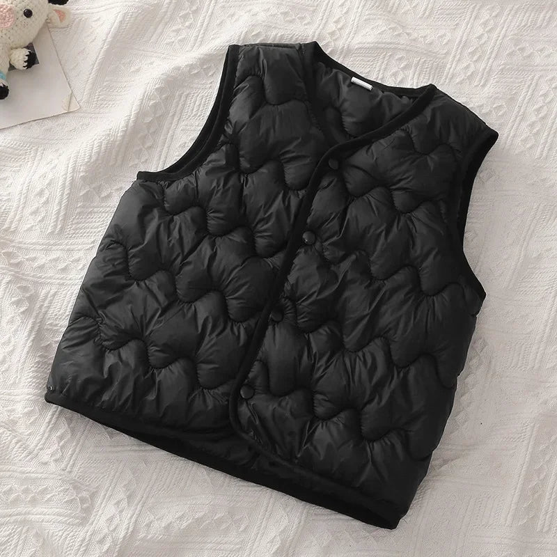 New Children Warm Cotton Vest Fashion Solid Boys Girls Baby Toddler Autumn Winter Waistcoats Casual Versatile Kids Clothing Tops