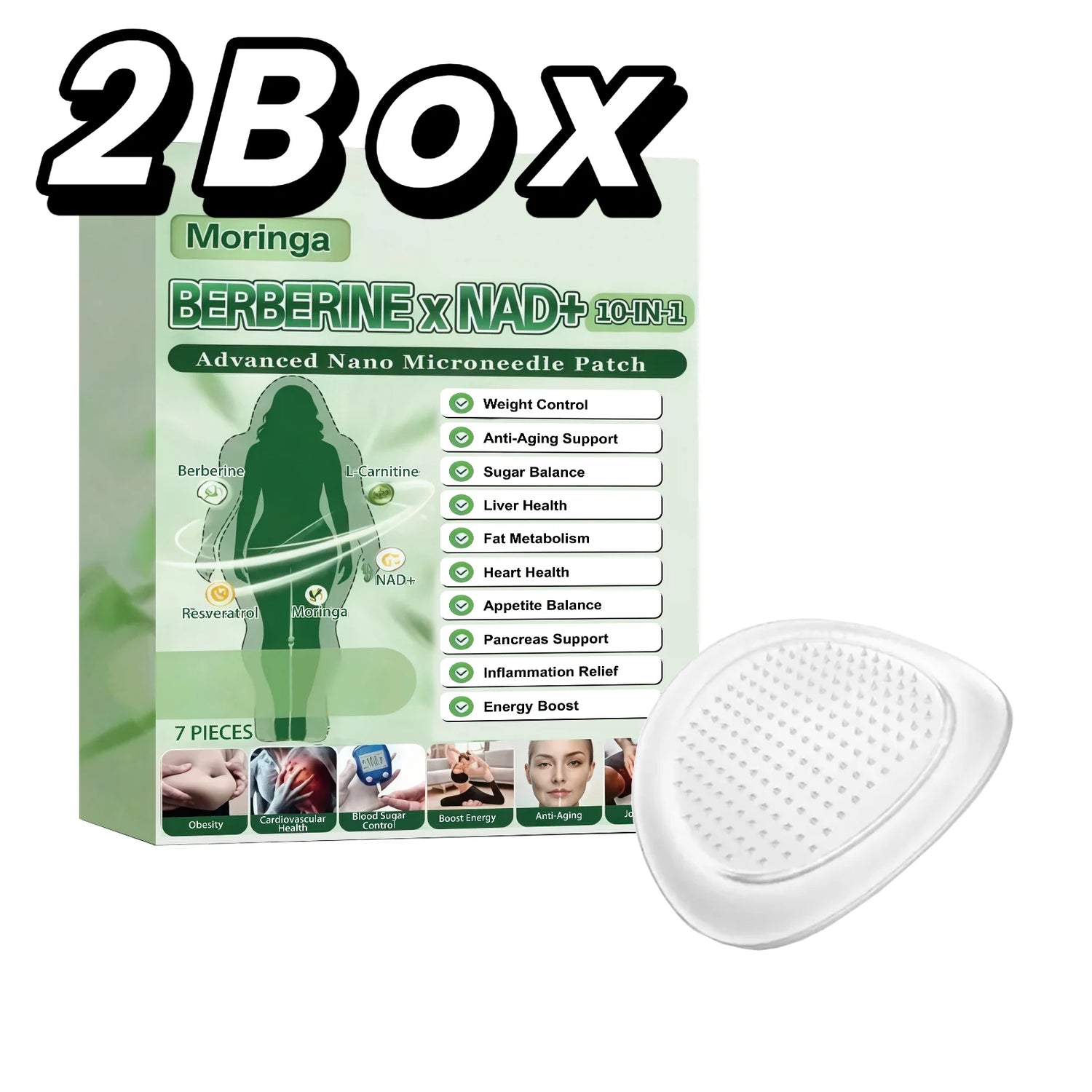 10 In 1 Overnight Microneedle Patch Natural Moringa Berberine NAD Plus Firming Skin Care Soluble Micro Darts Tightening Skincare