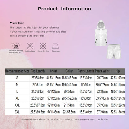 Mens Waterproof Hooded Vest Shorts Set Tracksuit Glossy Costume Front Zipper Waistcoat with Hood And Built-in Briefs Boxer Short