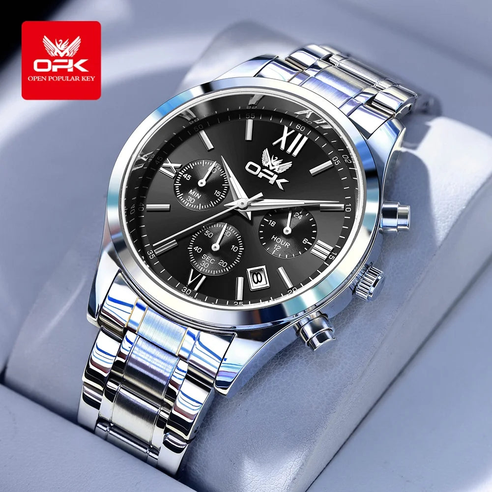 OPK 6052 Mens Watch Automatic Date Stainless steel Band High Quality Men&