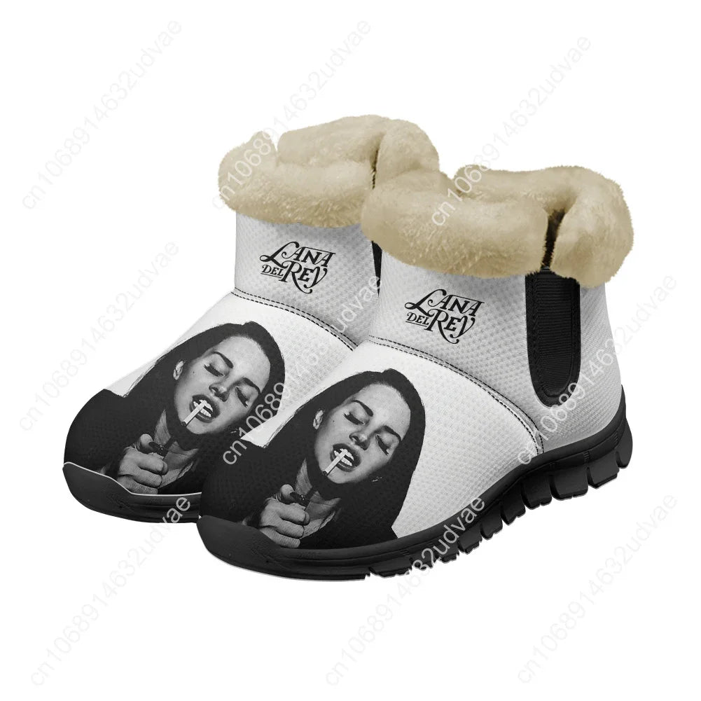 Lana Del Rey Singer Plush Shoes Boots Mens Womens Keep Warm Sneakers Durable Boot Casual Couple Sports Customized Sneaker Black