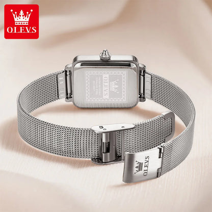 OLEVS 3692 Quartz Wristwatch Gifts Fashion Vintage Square Ultra Thin Ladies Watches Waterproof Stainless Steel Women&