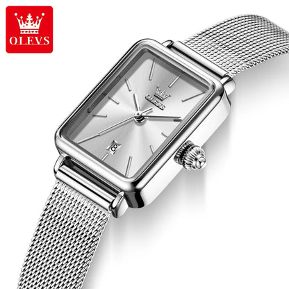 OLEVS 3692 Quartz Wristwatch Gifts Fashion Vintage Square Ultra Thin Ladies Watches Waterproof Stainless Steel Women&