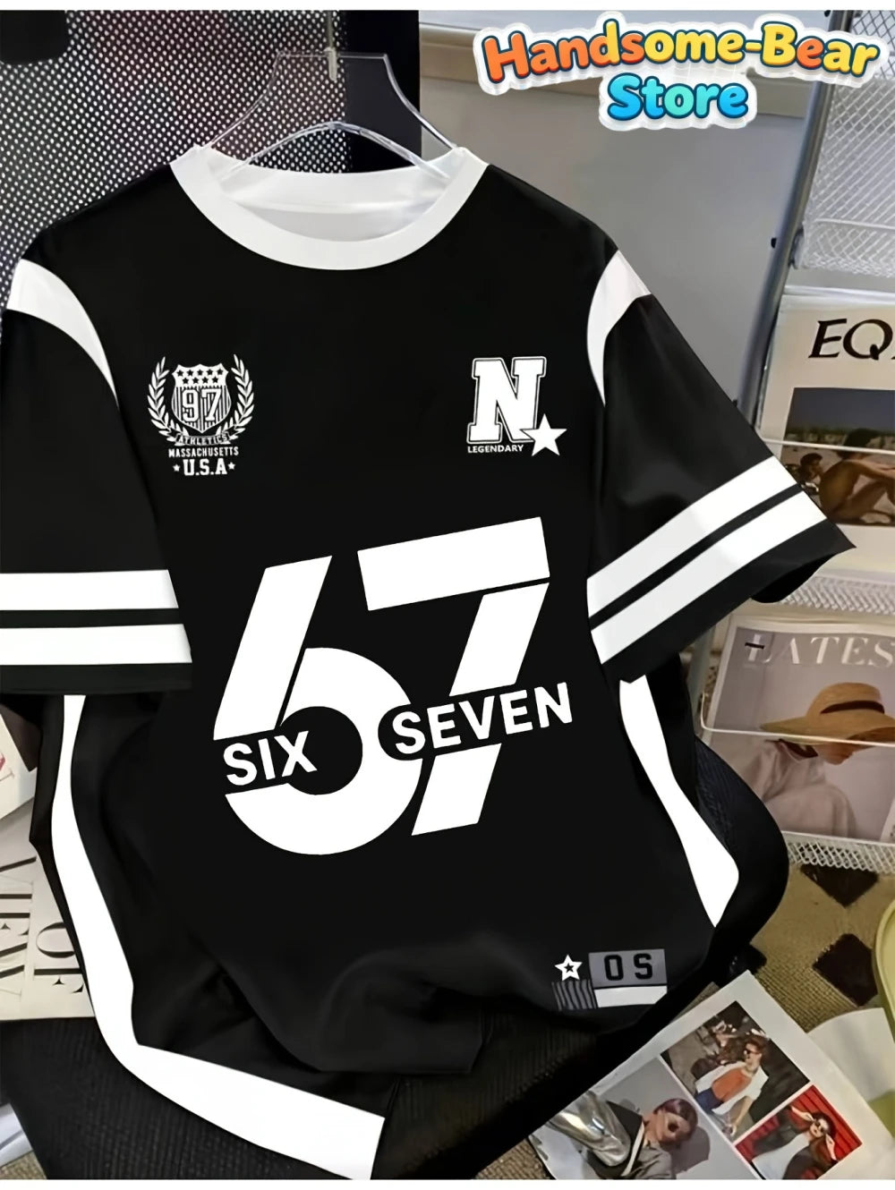 67 Meme T-Shirt for Kids Funny Digital 3D Print Number 67 Football Jersey T Shirt Loose Jersey Style Fashion Children's Clothing