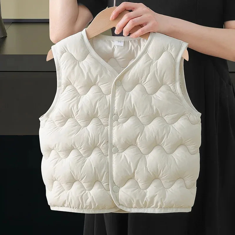 New Children Warm Cotton Vest Fashion Solid Boys Girls Baby Toddler Autumn Winter Waistcoats Casual Versatile Kids Clothing Tops