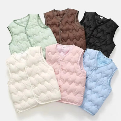 New Children Warm Cotton Vest Fashion Solid Boys Girls Baby Toddler Autumn Winter Waistcoats Casual Versatile Kids Clothing Tops